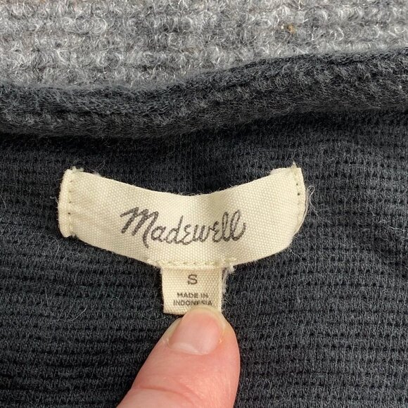 Madewell Top Womens Small Black Drapey Ottoman Jacquard Faux Wrap Drawstring - Picture 4 of 10